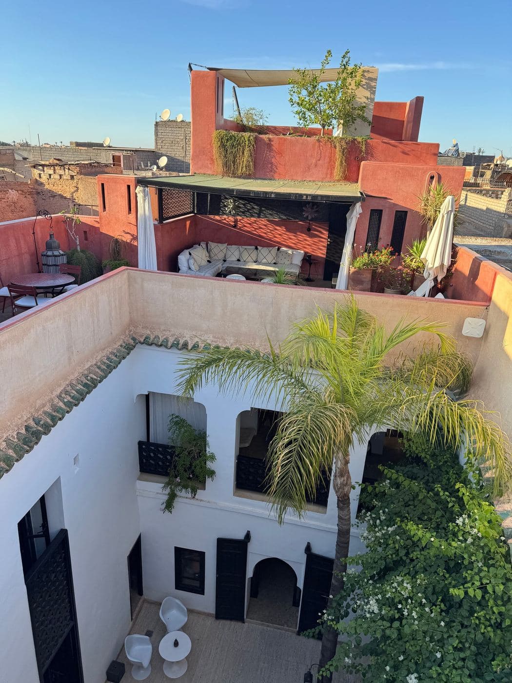The courtyard of P’tit Habibi seen from the roof